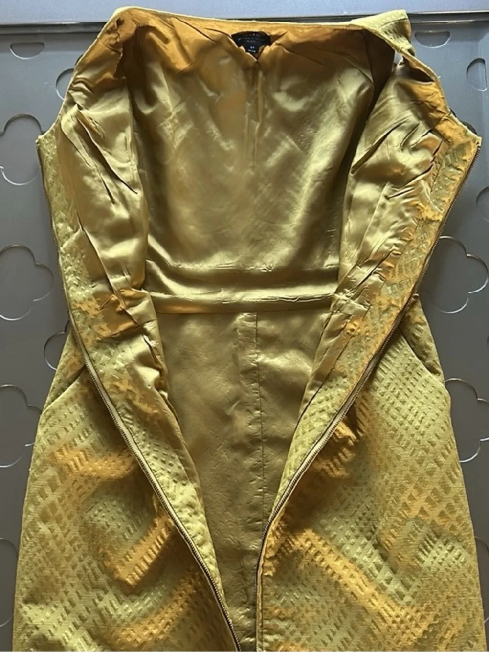 TAHARI ASL Women’s Zip Front Sheath Dress Size 8 P Mustard Gold - Picture 5 of 14